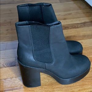 Black Chunky Heel Boots